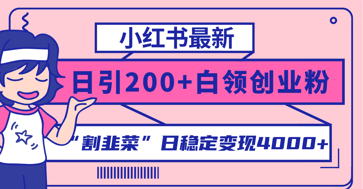 小红书的全新日引200 自主创业粉”当韭菜割“日平稳转现4000 实际操作实例教程！-暖阳网-优质付费教程和创业项目大全-太奇网创联盟