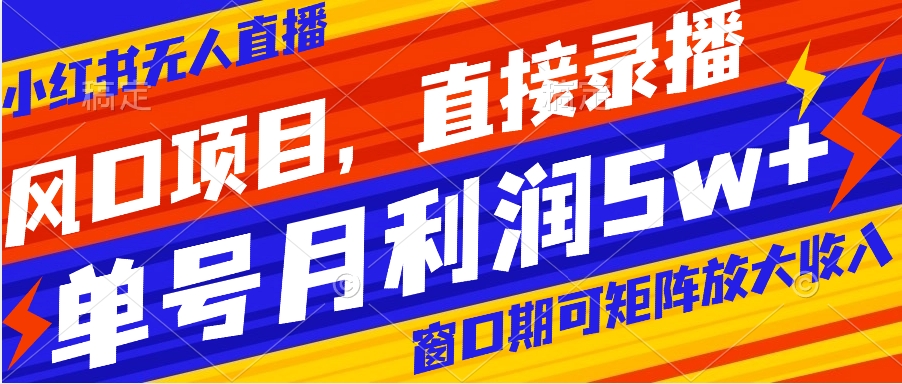风口项目，小红书无人直播带货，直接录播，可矩阵，月入5w+-暖阳网-优质付费教程和创业项目大全-太奇网创联盟