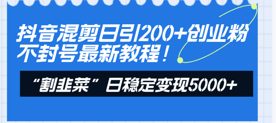 抖音混剪日引200+创业粉不封号最新教程！“割韭菜”日稳定变现5000+！-太奇网创联盟