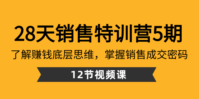 28天·市场销售夏令营5期：掌握挣钱思维模式，把握销售成交登陆密码-太奇网创联盟