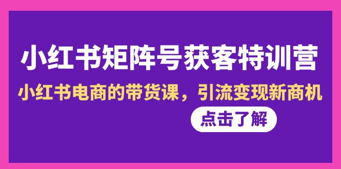 小红书的-矩阵账号拓客夏令营-第10期，小红书电商的卖货课，引流变现商机-太奇网创联盟