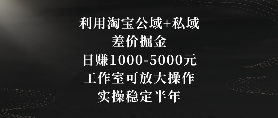 运用淘宝网公域流量 公域价格差掘金队，日赚1000-5000元，个人工作室可变大实际操作，实际操作…-太奇网创联盟