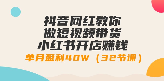 抖音女网红手把手带你短视频卖货 小红书的创业赚钱，单月赢利40W-太奇网创联盟