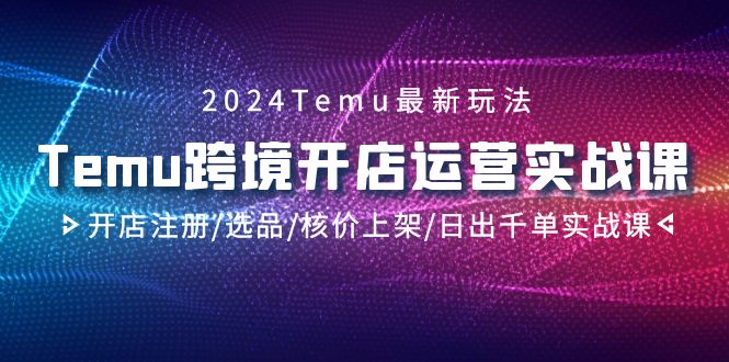 2024Temu跨境开店运营实战课，开店注册/选品/核价上架/日出千单实战课-太奇网创联盟
