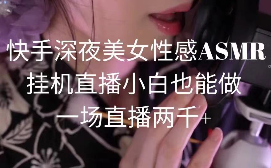 快手视频深更半夜美女性感ASMR放置挂机直播间，新手也可以做，一场直播2000-太奇网创联盟