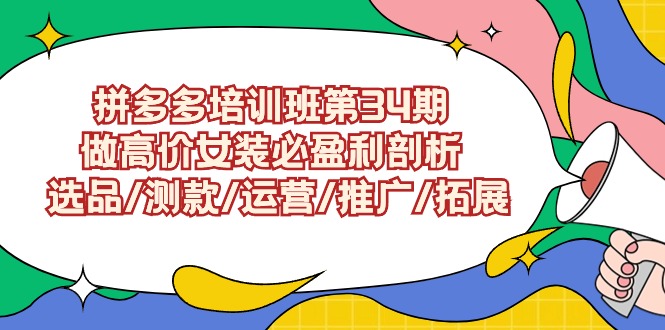 拼多多培训班第34期：做高价位品牌女装必赢利分析  选款/选款/经营/营销推广/扩展-太奇网创联盟