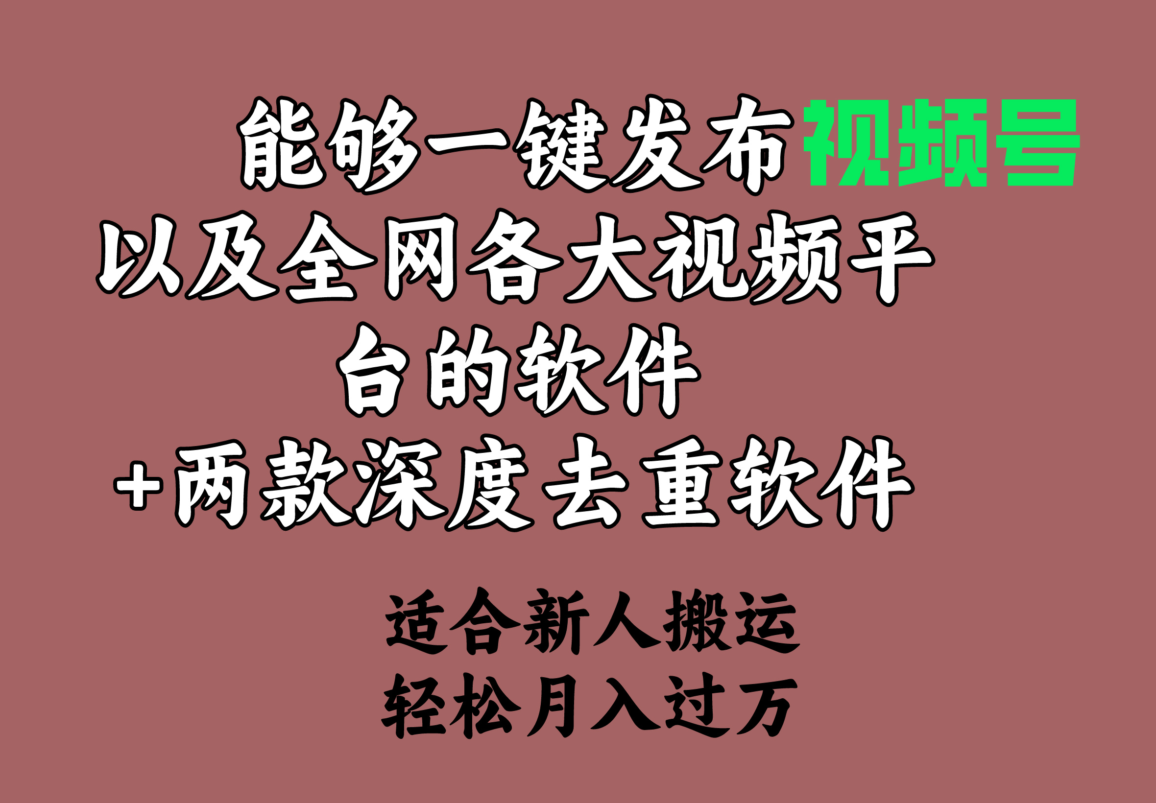 可以一键发布微信视频号及其各大网站各种视频平台的手机软件 2款深层去重复手机软件 适宜…-太奇网创联盟