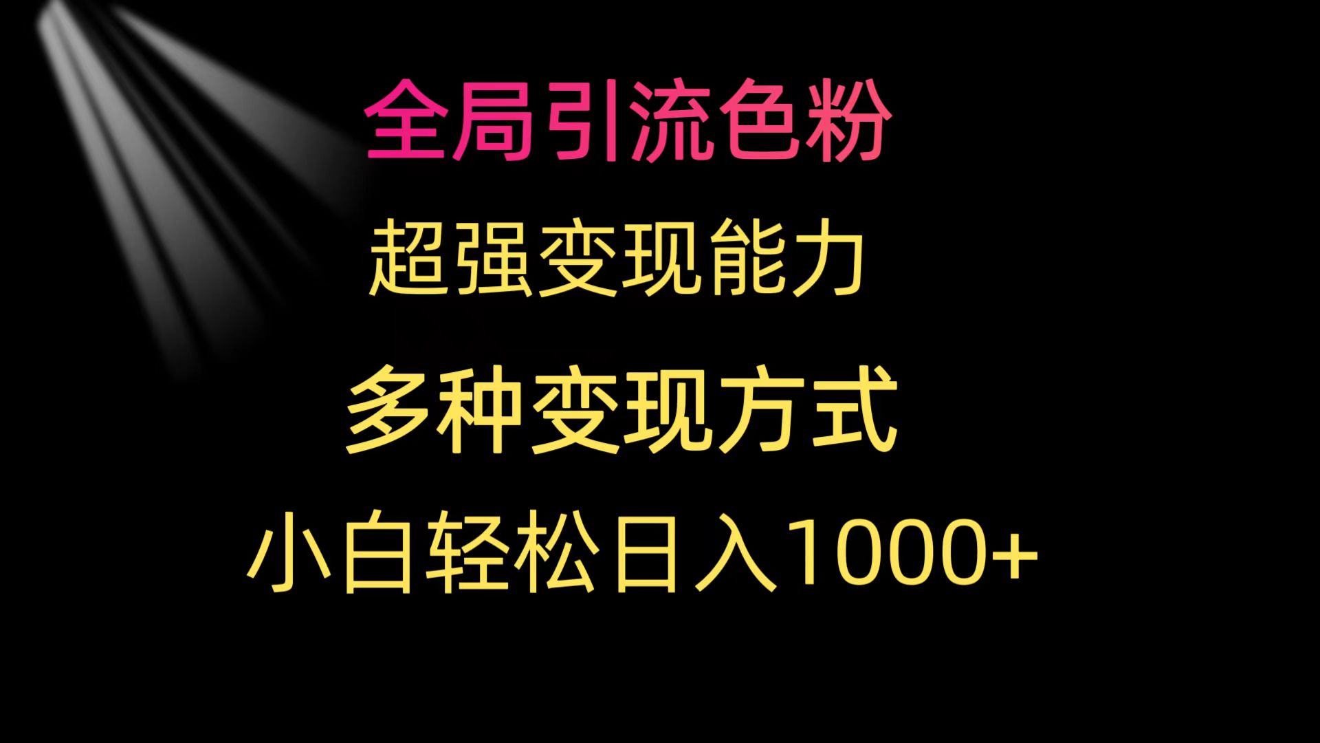 全局性引流方法颜料 极强变现力 多种多样变现模式 新手轻轻松松日入1000-太奇网创联盟