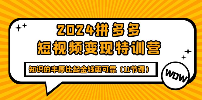 2024拼多多平台短视频变现夏令营，知识丰富相比钱财更有保障-太奇网创联盟