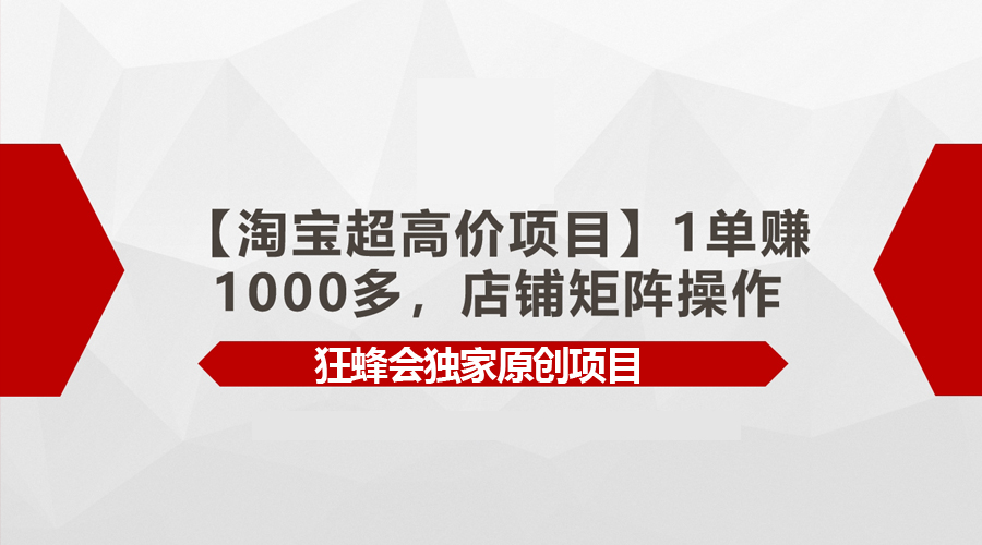 【淘宝网超高价位新项目】1单赚1000多，店面引流矩阵实际操作-太奇网创联盟