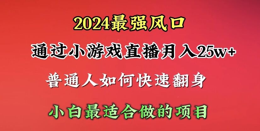2024年最强风口，通过小游戏直播月入25w+单日收益5000+小白最适合做的项目-太奇网创联盟