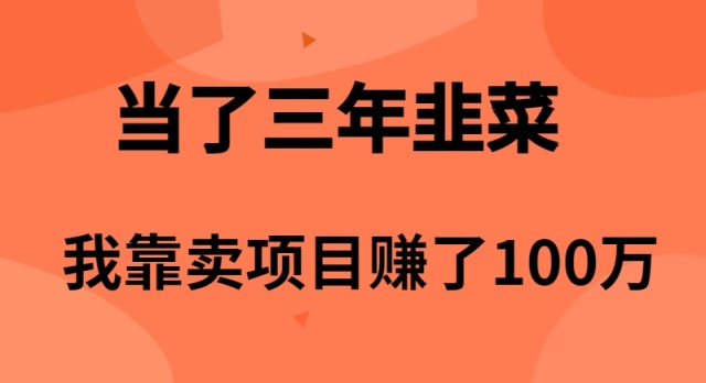 当上3年韭莱，卧槽卖项目挣了100万-太奇网创联盟
