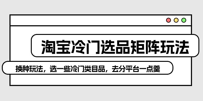 淘宝网小众选款引流矩阵游戏玩法：换个游戏玩法，选一些冷门类目品，去分服务平台一点羹-太奇网创联盟