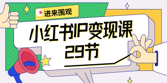 小红书IP变现课：开店/定位/IP变现/直播带货/爆款打造/涨价秘诀/等等/29节-太奇网创联盟