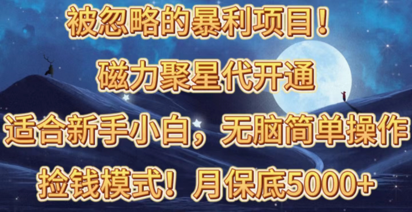 被忽视赚钱项目！磁力聚星代开启拾钱方式，轻轻松松月入五六千-太奇网创联盟