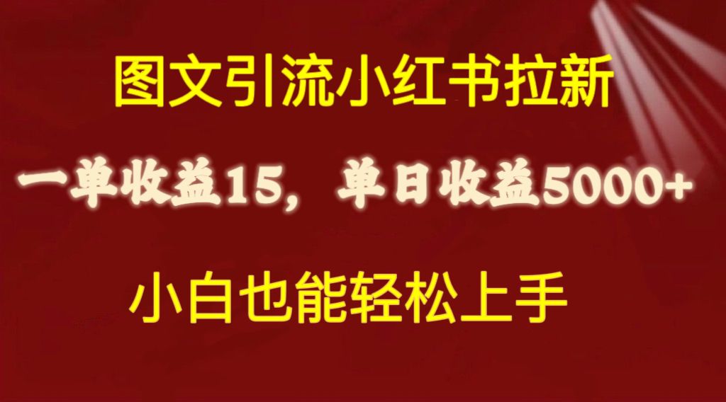 图文并茂引流方法小红书的引流一单15元，单日暴力行为盈利5000 ，新手也可以快速上手-太奇网创联盟