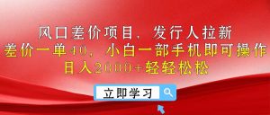 出风口价格差新项目，外国投资者引流，价格差一单40，小白一手机即可操作，日入20…-太奇网创联盟