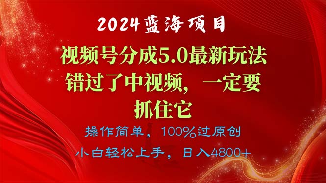 2024蓝海项目，微信视频号分为方案5.0全新游戏玩法，错过中视频，一定要抓住…-太奇网创联盟