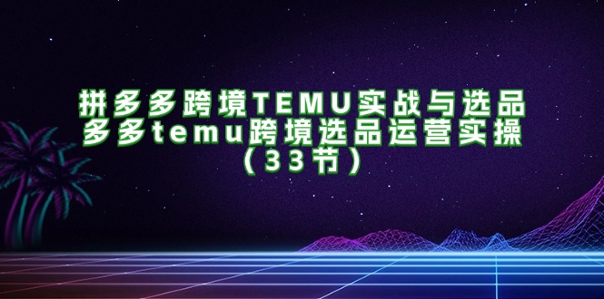 拼多多平台跨境电商TEMU实战演练与选款，多多的temu跨境电商选款经营实际操作-太奇网创联盟