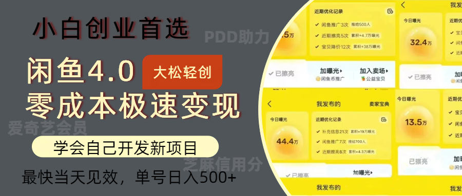 闲鱼0成本极速变现项目，多种变现方式 单号日入500+最新玩法-太奇网创联盟