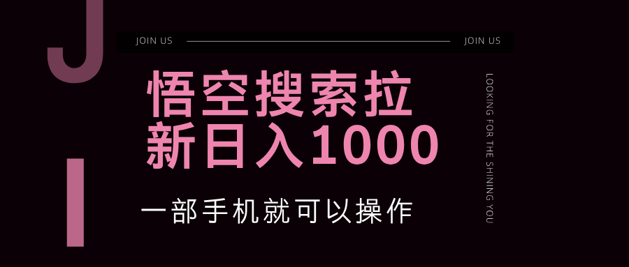 悟空搜索类拉新 蓝海项目 一部手机就可以操作 教程非常详细-太奇网创联盟