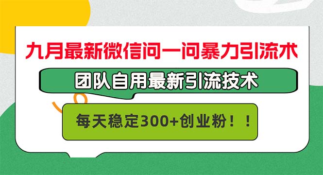 九月最新微信问一问暴力引流术，团队自用引流术，每天稳定300+创…-太奇网创联盟