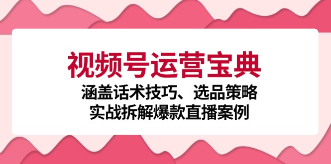 视频号运营宝典：涵盖话术技巧、选品策略、实战拆解爆款直播案例-太奇网创联盟