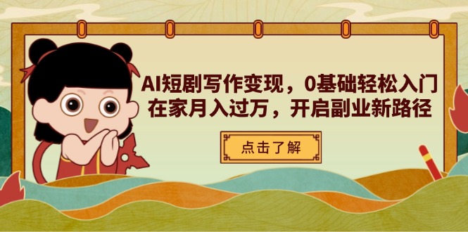 AI短剧剧本写作变现，0基本轻松入门，在家里月入了万，打开第二职业新思路-太奇网创联盟