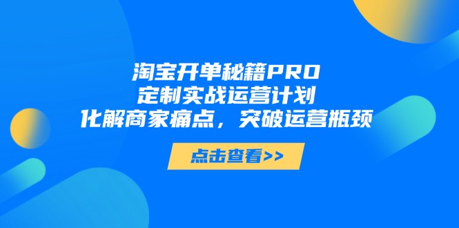 淘宝开单秘笈PRO，订制实战演练运营方案，解决商户困扰，提升经营短板-太奇网创联盟