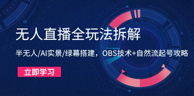 无人直播全玩法拆解：半无人/AI实景/绿幕搭建，OBS技术+自然流起号攻略-太奇网创联盟