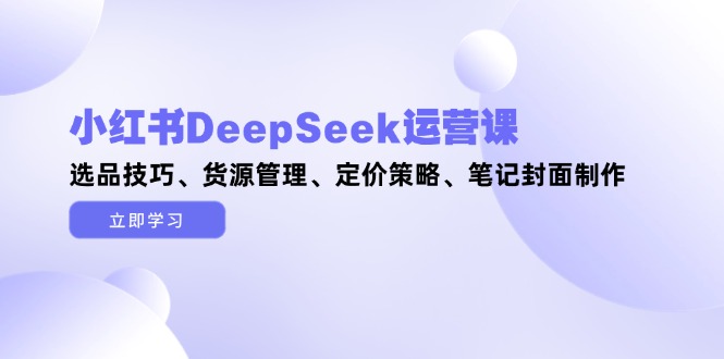 小红书的DeepSeek运营课，选款方法、一手货源管理方法、价格策略、手记封面设计-太奇网创联盟