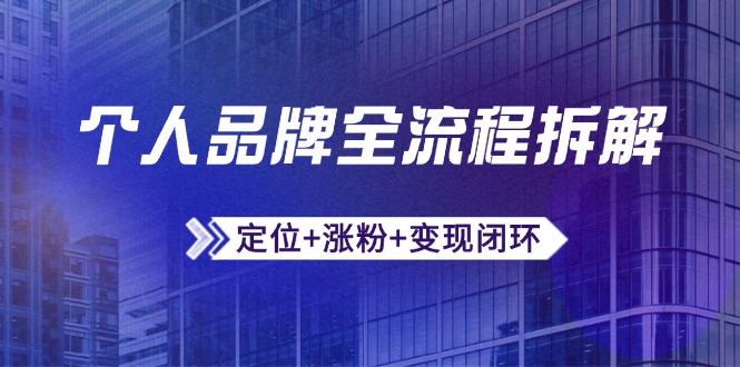 个人ip全过程拆卸：精准定位 增粉 转现闭环控制，微信生态圈运营与资源优化配置-太奇网创联盟
