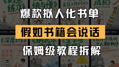 全新爆品拟人推荐书单游戏玩法，倘若书本会讲话，家庭保姆级实例教程-太奇网创联盟