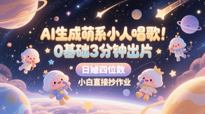 AI形成呆萌奸险小人喝歌，0基本3min出菲林，28个作品增粉8.9W，一条最大19W赞，日入四位数，新手立即写作业-太奇网创联盟
